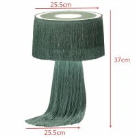 Stylish Atolla Tassel Table Lamp with Bohemian-Inspired Style, Soft Textured Tassel Light with Weighted Base, 25.5L x 25.5W x 37H cm, Green(m-3)