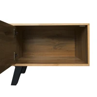 Comodă TV modernă cu 2 uși și 2 rafturi deschise, spațiu de depozitare generos, 160,5x35,5x45 cm, Culoare naturală(m-7)