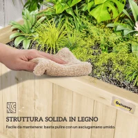 Outsunny Fioriera da Giardino con Traliccio per Piante Rampicanti, 90x45x183 cm, Legno Naturale(m-7)