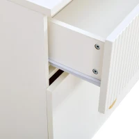 Madia moderna a 6 cassetti con maniglie a ventaglio e gambe in acciaio, 120x40x75 cm, Bianco(m-8)