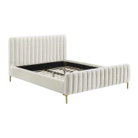 Angela King Size Bed with Integral Base and Sturdy Artisan Craftsmanship, Easy Assembly Bed with Fixings Included, 224L x 165W x 106H cm, Cream(m-5)