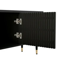 Mobile TV a griglia con dettagli dorati e 4 porte, 170x36x54 cm, Nero(m-7)
