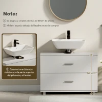 HOMCOM Mueble Bajo Lavabo con 2 Cajones Estilo Moderno para Lavabo sin Pedestal 80x30x60 cm Blanco(m-5)