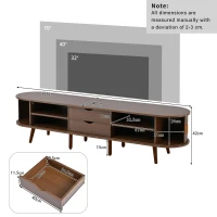 Durable Oval TV Unit with 2 Sliding Doors and 2-Tier Storage Shelves, High‑Legged TV Stand for Living Room, 175L x 40W x 40H cm, Oak(m-3)