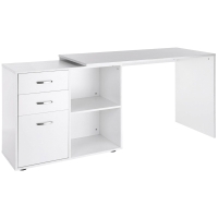 HOMCOM L-Shaped Desk, Computer Corner Desk with Storage Shelf, Drawer, PC Table Home Office Workstation, White