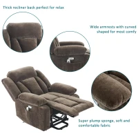 Electric Power Lift Recliner Armchair with Vibration Massage and Lumbar Heating, Sofa with Cup Holders & Side Pocket, 95L x 94W x 107H cm, Brown(m-4)