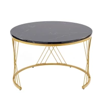 Set 2 tavolini da salotto moderni annidabili, 70x70x45 cm/45x45x40 cm, Nero(m-8)