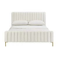 Angela Super King Size Bed with Integral Base and Sturdy Artisan Craftsmanship, Easy Assembly Bed with Fixings, 224L x 195W x 106H cm, Cream(m-2)