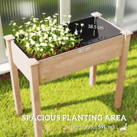 Outsunny Garden Wooden Planters， Rectangular Raised Bed,Flower Box, Fir Wood Indoor/Outdoor, Oak Tone, 86L x 46W x 76Hcm(m-4)