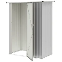 Outsunny Capanno Porta Attrezzi in Metallo con Tetto Inclinato e Porta Bloccabile, 142x86x189 cm, Argento(m-10)