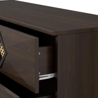 Tavolo trucco con 6 cassetti e maniglie in rattan per camera da letto e soggiorno, 120x40x74,5 cm, color legno(m-6)