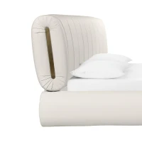 Karol King Bed Frame with Integrated Slatted Base and Structural Joints, Bed Base with Sturdy Construction, 234L x 179W x 94H cm, Cream(m-6)