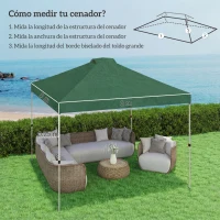 Outsunny Toit de pergola de rechange 3x3 m - Toile de rechange pour tente pliante en tissu Oxford 210D, protection UV50+ Vert(m-3)