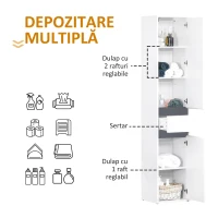 HOMCOM Mobilier baie tip coloană, 2 dulapuri + sertar central, alb, rafturi reglabile 35×31×172 cm(m-5)