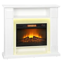 HOMCOM 6142 BTU Fireplace and LED Mantel, 17-27°C - White(m-1)