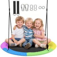 AIYAPLAY Balançoire-nid Réglable Balançoire suspendue jusqu'à 300kg avec cordes réglables 100 x 100 x 180 cm Multicolore(m-6)