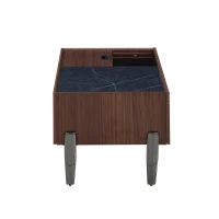 Tavolino da salotto moderno portaoggetti con cassetti e anta scorrevole, 105x50x41,5 cm, Marrone(m-10)