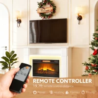 HOMCOM 6142 BTU Fireplace and LED Mantel, 17-27°C - White(m-6)