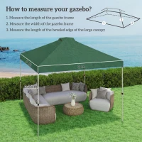 Outsunny Telo di Ricambio per Pergola 3x3 m, in Tessuto Oxford 210D, Protezione UV 50+, Verde(m-3)