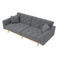 2-Seater Modern Sofa with 3-Position Adjustable Backres and Thick Foam Cushions, Sofa Bed for Compact Room, 165L x 72.5W x 75H cm, Grey(m-9)