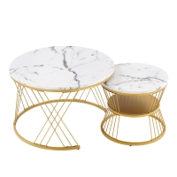 Set modern de măsuțe nesting, 2 piese, 70x70x45 cm/45x45x40 cm, Alb