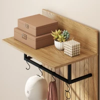 HOMCOM Mueble de Entrada con Banco, Zapatero y Perchero con 4 Ganchos, 60x30x170 cm, Roble y Blanco(m-5)