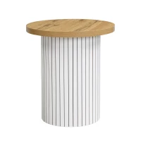 Set da 2 tavolini da salotto rotondi con vano portaoggetti integrato, 75x75x50/45x45x35 cm, color legno(m-8)