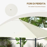 Outsunny Tetto di Ricambio 4x3 m per Gazebo Anti UV in Poliestere con Presa d'Aria, Bianco Crema(m-7)