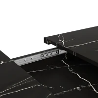 Telescopic Dining Table with Precision Telescopic Runners and Adjustable Feet, Space-Saving Desk for Seats 4-6, 120L x 75W x 75.5H cm, Black(m-9)