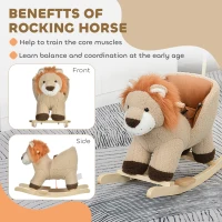 HOMCOM Kids Lion-themed Rocking Horse, with Roaring Sound Button, Seatbelt, Brown(m-5)