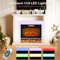 HOMCOM 6142 BTU Fireplace and LED Mantel, 17-27°C - White(m-5)