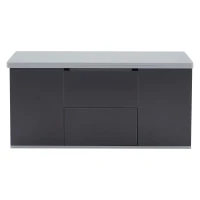 Lift-Top Coffee Table with 2 Push-to-Open Drawers and 3 Open CompartmentsStorage, Desk for Dining/Work/Relax, 100L x 51W x 47H cm, Grey(m-12)