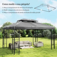 Outsunny Teto de Reposição 4x3 m com Teto Duplo Orifícios de Drenagem e Proteção UV Apenas Teto NÃO Inclui Estrutura Cinzento Escuro(m-3)