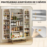 HOMCOM Armário de Cozinha com 2 Portas e 12 Compartimentos Design Moderno com 5 Prateleiras Ajustáveis Branco(m-5)