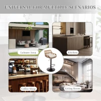 Set of 2 Modern Swivel Bar Stools with Wicker Rattan Weave and Padded Linen Seat, Counter Stools for Living Room, 48L x 49W x 89H cm, Beige(m-6)