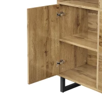 Armario ropero con estantes abiertos, barra extraíble para ropa, 2 amplios cajones, 110x38x186 cm, Color natural(m-7)