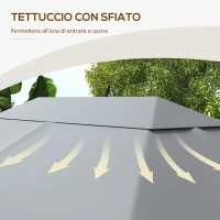Outsunny Tetto di Ricambio 4x3 m per Gazebo Anti UV in Poliestere con Presa d'Aria, Grigio Chiaro(m-5)