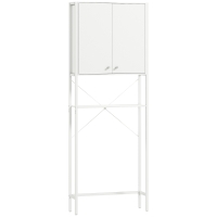 HOMCOM Mobile Bagno Sopra WC e Lavatrice con Armadietto e Ripiano Aperto, 64x20x180 cm, Bianco