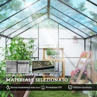 Outsunny Serra per Orto in PC e Alluminio con Porta a Battente e 2 Finestre Regolabili, 304x247x205 cm, Nero(m-5)