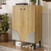 Dulap modern pentru pantofi, cu mult spațiu de depozitare, uși și mai multe rafturi, 60x32x94 cm, Culoare naturală(m-2)