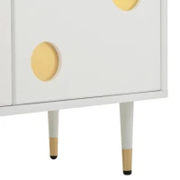 Mobile TV a griglia con dettagli dorati e 4 porte, 170x36x54 cm, Bianco(m-6)