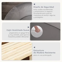 PawHut Sofá para Perros Pequeños con Patas de Madera Funda Lavable y Cojín Desmontable 86x55x33 cm Gris Claro(m-5)