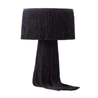 Modern Atolla Tassel Table Lamp with Extra-Long Cable for Flexibility, Boho-chic Shade with Delicate Tassels, 25.5L x 25.5W x 37H cm, Black(m-4)