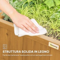Outsunny Fioriera da Giardino con Traliccio per Piante Rampicanti in Legno, 90x45x183 cm, Giallo(m-7)