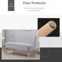 HOMCOM Modern Velvet Double Seat Sofa w/ Wood Frame Foam Padding Soft Comfortable Compact Couch Light Grey(m-4)