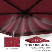 Outsunny Tetto di Ricambio per Gazebo 3x3 m a 2 Livelli e Anti UV in Poliestere con Presa d'Aria, Rosso(m-4)