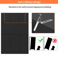 Tall Kitchen Cabinet with 4 Doors & 2 Smooth-Glide Drawers and Adjustable Shelves, Sideboard with Wine Racks, 120L x 40W x 188H cm, Black(m-6)