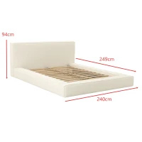Olafur Super King Bed Frame with Support Slats Included, Bed Base with All Fixings and Step-by-Step Assembly, 249L x 240W x 94H cm, Cream(m-3)