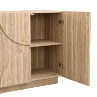 Bufet cu mult spațiu de depozitare, design scandinav-minimalist, 160x40x80 cm, Culoare naturală(m-7)