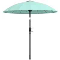 Outsunny 2 m Shanghai Garden Parasol Umbrella with 16 Fibreglass Ribs, Outdoor Parasol Sun Shade with Crank & Tilt, Turquoise(m-10)